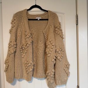 Francesca's Collections Textured Knit Cardigan in Tan